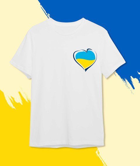 футболка Патріотична Серце Україна Білий XS Чоловікам 467-1 фото