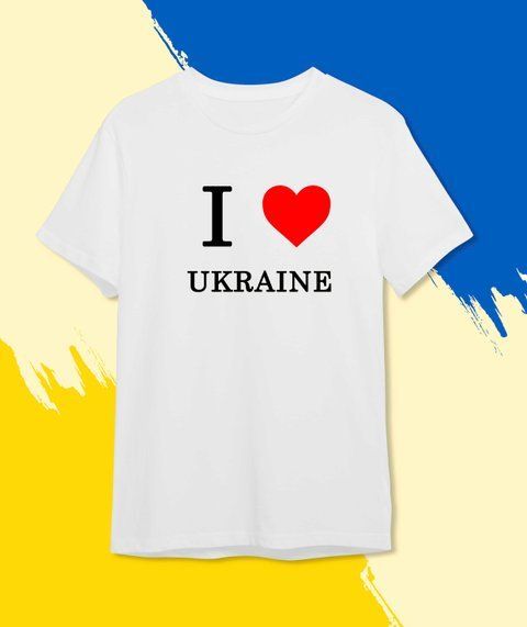 футболка Патріотична I love Ukraine Білий XS Чоловікам 473-1 фото