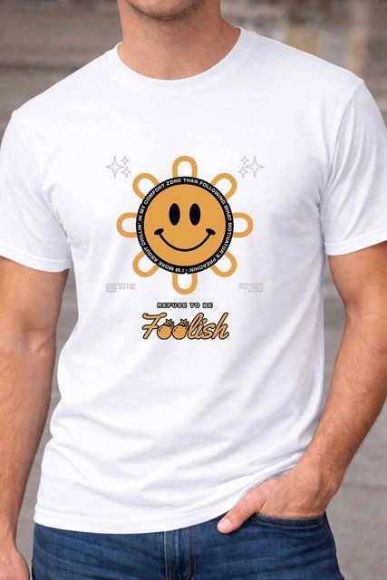 Чоловіча чоловіча футболка з принтом сонця Smiley у мінімалістичному стилі A227-1 фото