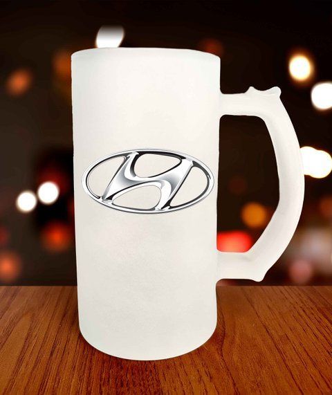 Бокал для пива з принтом автомобільна марка hyundai 3346-1 фото