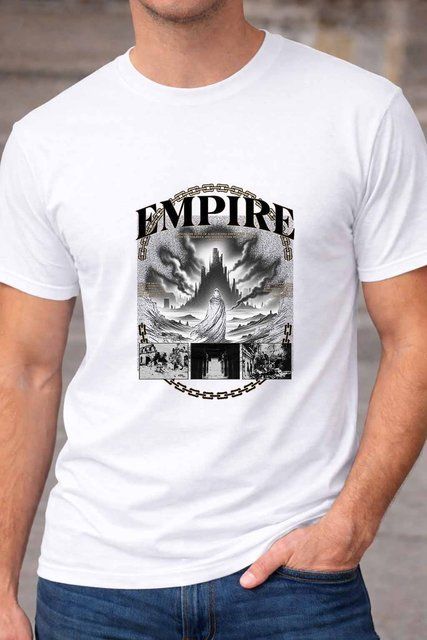 Чоловіча чоловіча футболка з принтом Empire у чорно-білому стилі A149-1 фото