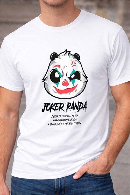 Футболка чоловіча з принтом Joker Panda A48-1 фото