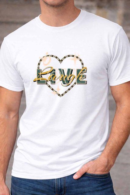 Чоловіча чоловіча футболка з принтом серця Love у мінімалістичному стилі A195-1 фото