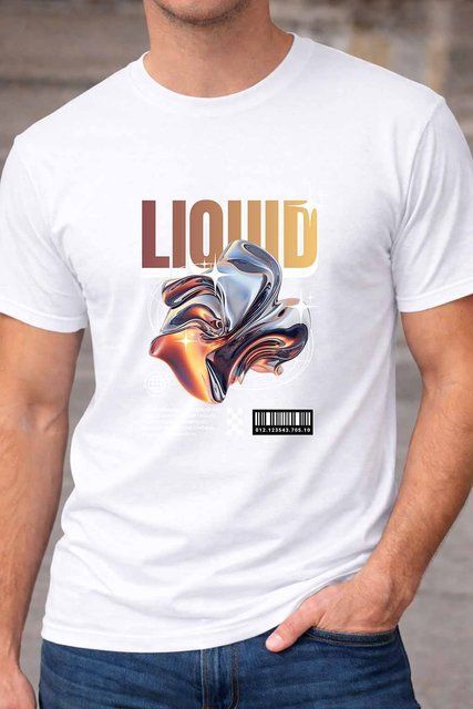 Чоловіча чоловіча футболка з написом Liquid у сучасному графічному стилі A194-1 фото