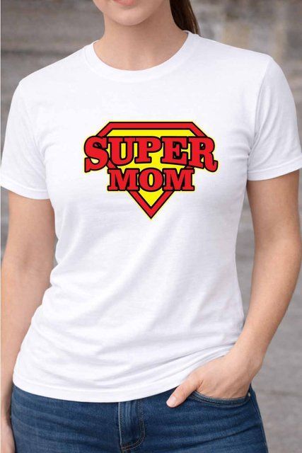 Жіноча жіноча футболка з принтом для мами Super mam A18-50 фото