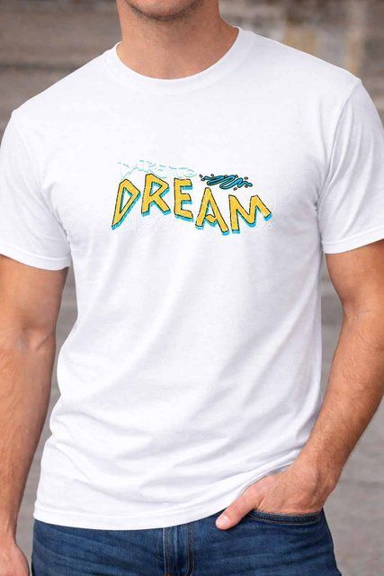 Чоловіча чоловіча футболка з написом Dream у мінімалістичному дизайні A143-1 фото