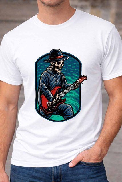 Чоловіча чоловіча футболка з принтом гітариста Guitar Player у сучасному стилі A68-1 фото