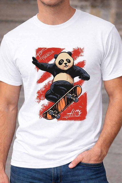 Чоловіча чоловіча футболка з принтом панди Panda Samurai у японському стилі A66-1 фото