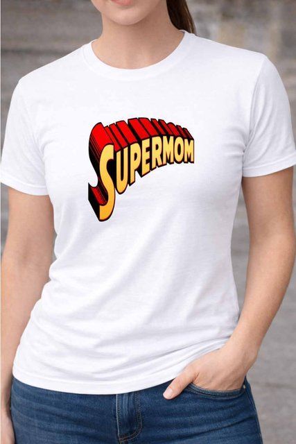 Жіноча жіноча футболка з принтом для мами Super mam A15-50 фото