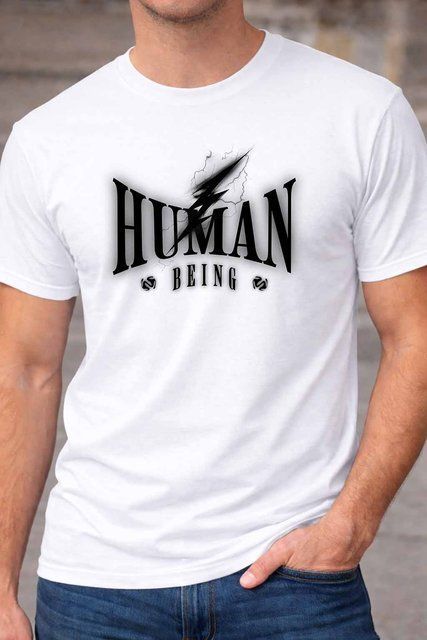 Чоловіча чоловіча футболка з написом Human Being у мінімалістичному стилі A182-1 фото