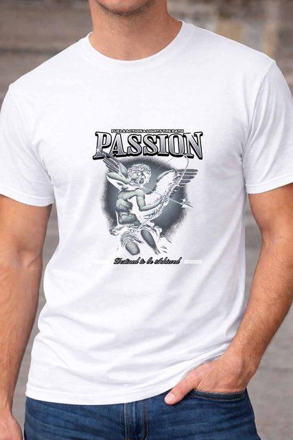 Чоловіча чоловіча футболка з принтом ангела Passion у стильному дизайні A107-1 фото
