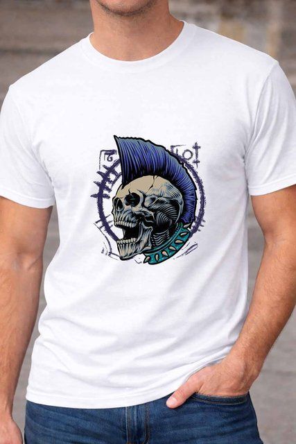 Чоловіча чоловіча футболка з принтом черепа Space Skull у космічному стилі A64-1 фото