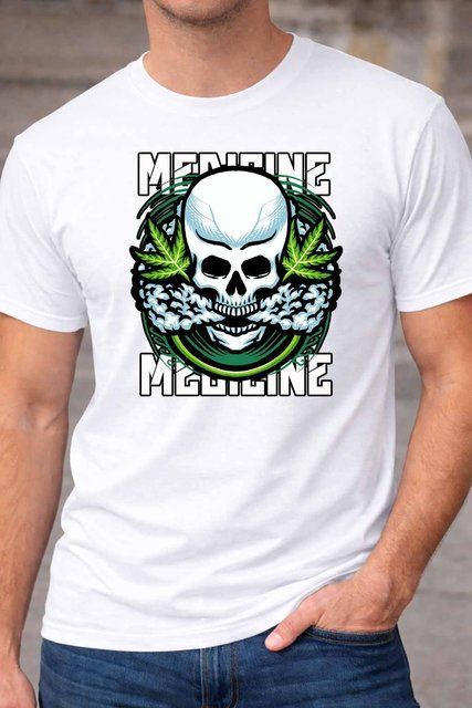 Чоловіча чоловіча футболка з принтом черепа Skull Machine у техно стилі A63-1 фото