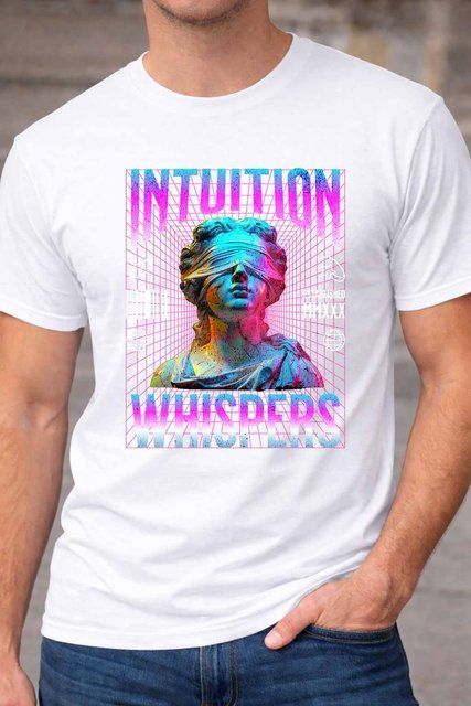 Чоловіча чоловіча футболка з написом Intuition у неоновому стилі A187-1 фото