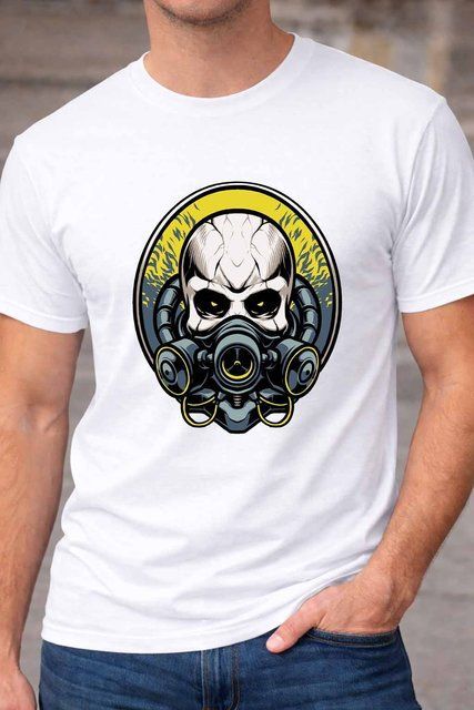 Чоловіча чоловіча футболка з принтом черепа Skull Warrior у неоновому стилі A60-1 фото