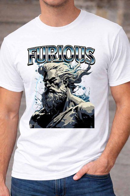 Чоловіча чоловіча футболка з принтом Furious у драматичному стилі A235-1 фото