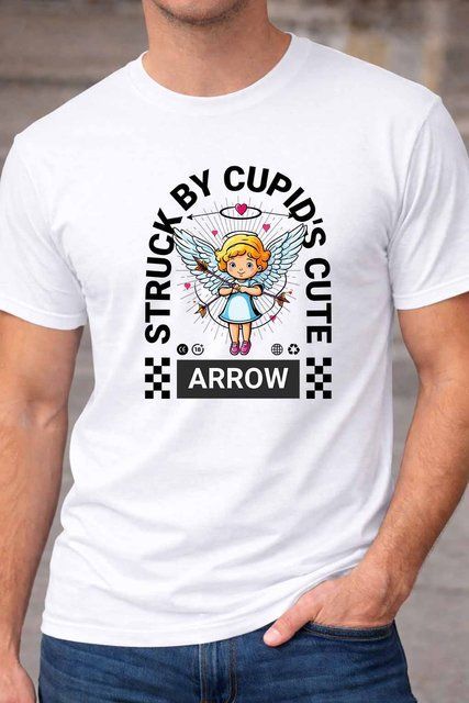 Чоловіча чоловіча футболка з принтом Lucky Cupid з написом Arrow A134-1 фото
