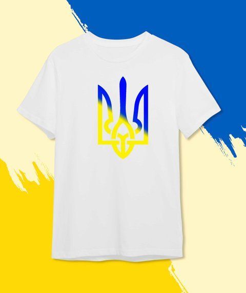 футболка Патріотична Тризуб Білий XS Чоловікам 486-1 фото